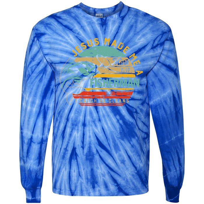 Jesus Made Me A Fisher Of Man Christian Tie-Dye Long Sleeve Shirt