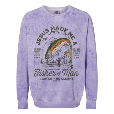 Jesus Made Me A Fisher Of Man I Catch He Cleans Colorblast Crewneck Sweatshirt