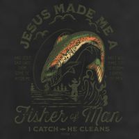 Jesus Made Me A Fisher Of Man I Catch He Cleans 7 Panel Mesh Trucker Snapback Hat