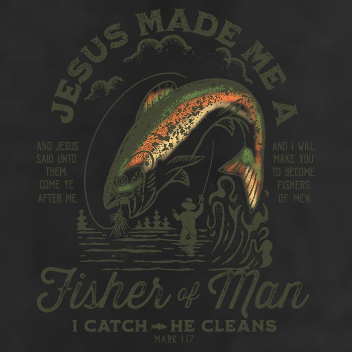 Jesus Made Me A Fisher Of Man I Catch He Cleans 7 Panel Mesh Trucker Snapback Hat
