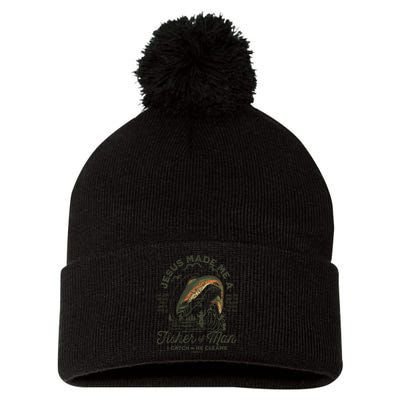 Jesus Made Me A Fisher Of Man I Catch He Cleans Pom Pom 12in Knit Beanie