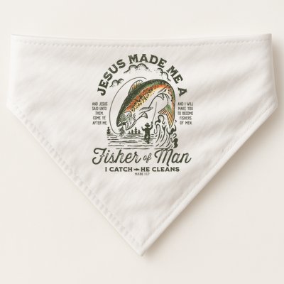 Jesus Made Me A Fisher Of Man I Catch He Cleans USA-Made Doggie Bandana