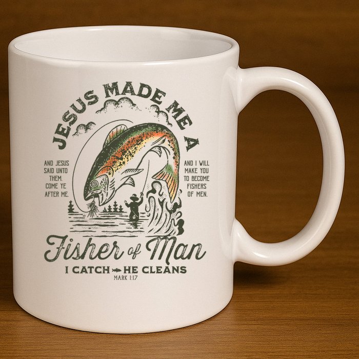 Jesus Made Me A Fisher Of Man I Catch He Cleans 11oz C Handle Ceramic Mug