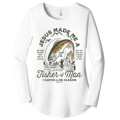 Jesus Made Me A Fisher Of Man I Catch He Cleans Women's Perfect Tri Tunic Long Sleeve Shirt