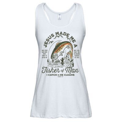Jesus Made Me A Fisher Of Man I Catch He Cleans Ladies Essential Flowy Tank