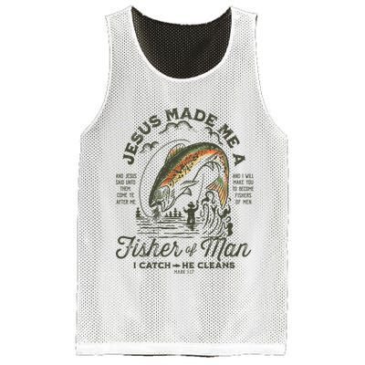 Jesus Made Me A Fisher Of Man I Catch He Cleans Mesh Reversible Basketball Jersey Tank