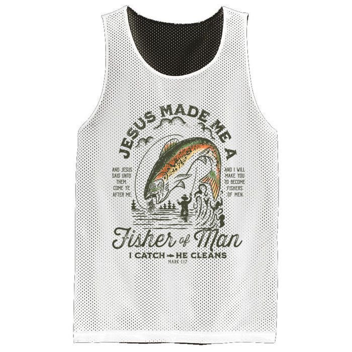 Jesus Made Me A Fisher Of Man I Catch He Cleans Mesh Reversible Basketball Jersey Tank