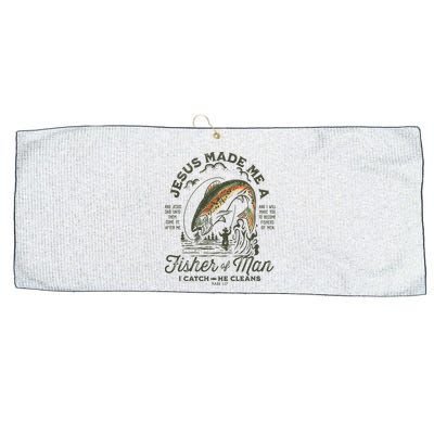 Jesus Made Me A Fisher Of Man I Catch He Cleans Large Microfiber Waffle Golf Towel