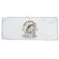 Jesus Made Me A Fisher Of Man I Catch He Cleans Large Microfiber Waffle Golf Towel