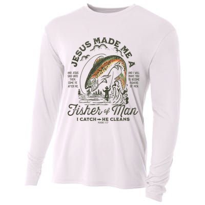 Jesus Made Me A Fisher Of Man I Catch He Cleans Cooling Performance Long Sleeve Crew