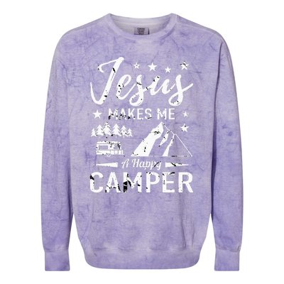 Jesus Makes Me A Happy Camper Camping Rv Christian Religious Colorblast Crewneck Sweatshirt