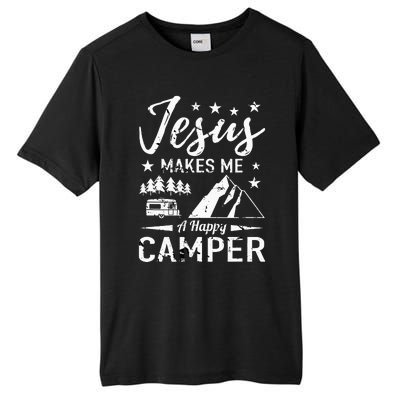 Jesus Makes Me A Happy Camper Camping Rv Christian Religious Tall Fusion ChromaSoft Performance T-Shirt