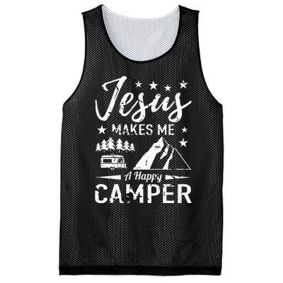 Jesus Makes Me A Happy Camper Camping Rv Christian Religious Mesh Reversible Basketball Jersey Tank