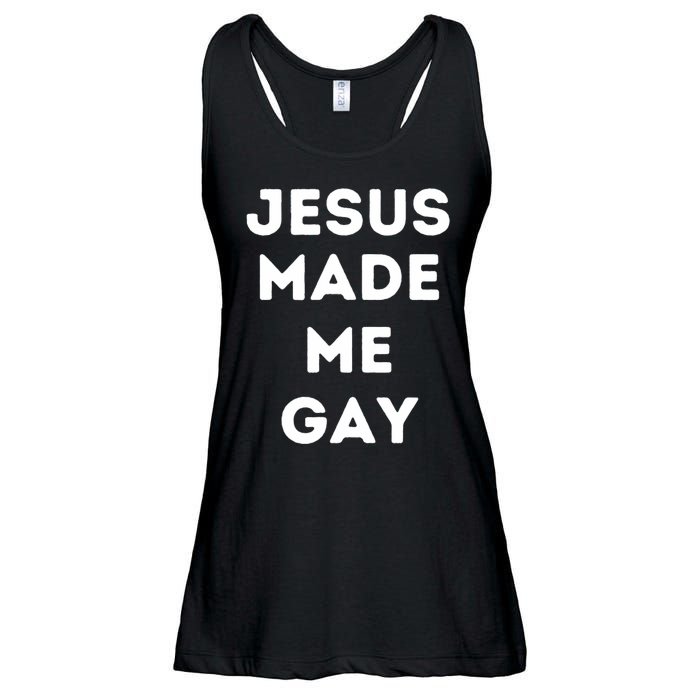 Jesus Made Me Gay Ladies Essential Flowy Tank