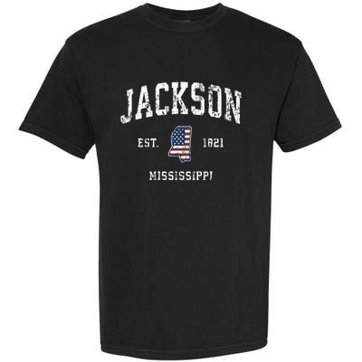 Jackson Mississippi Ms Vintage American Flag Sports Design Garment-Dyed Heavyweight T-Shirt