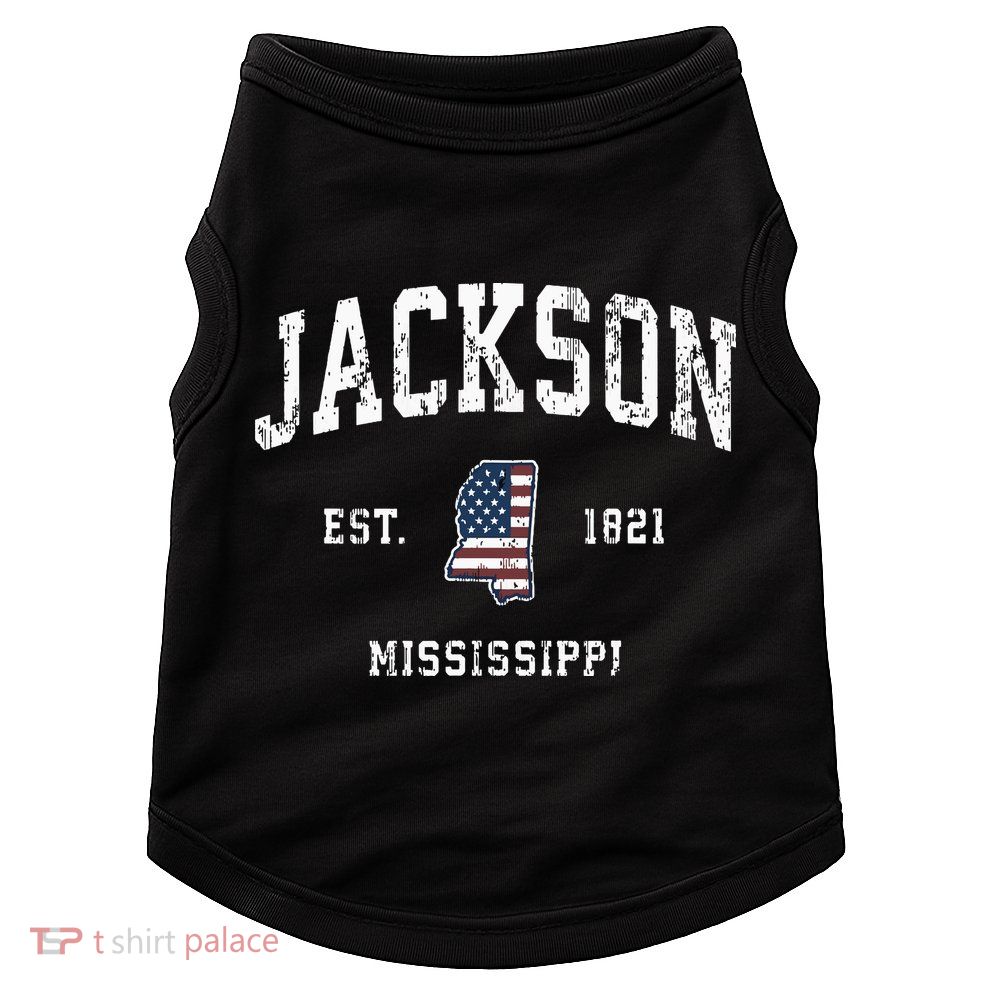 Jackson Mississippi Ms Vintage American Flag Sports Design Doggie Tank