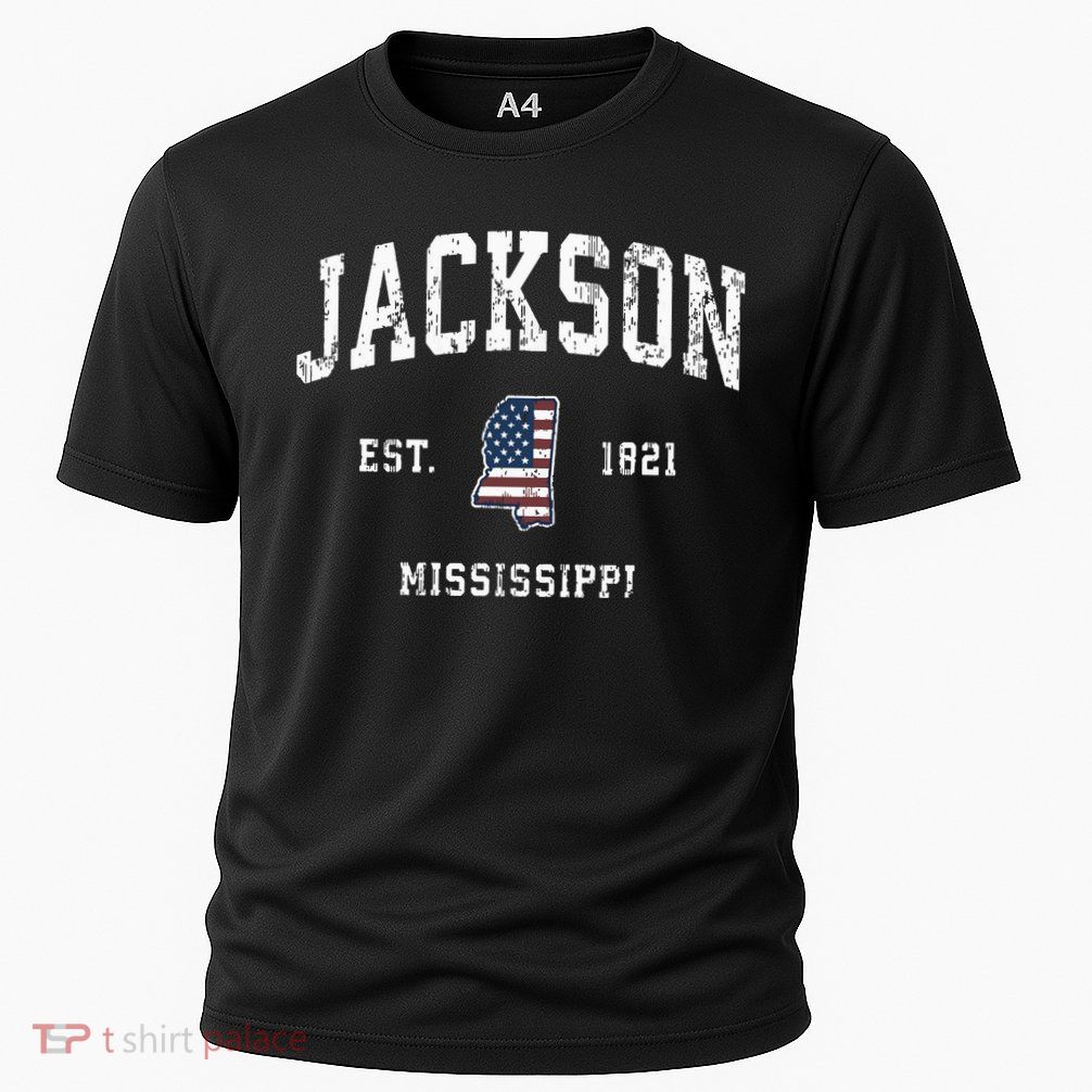 Jackson Mississippi Ms Vintage American Flag Sports Design Performance Shirt