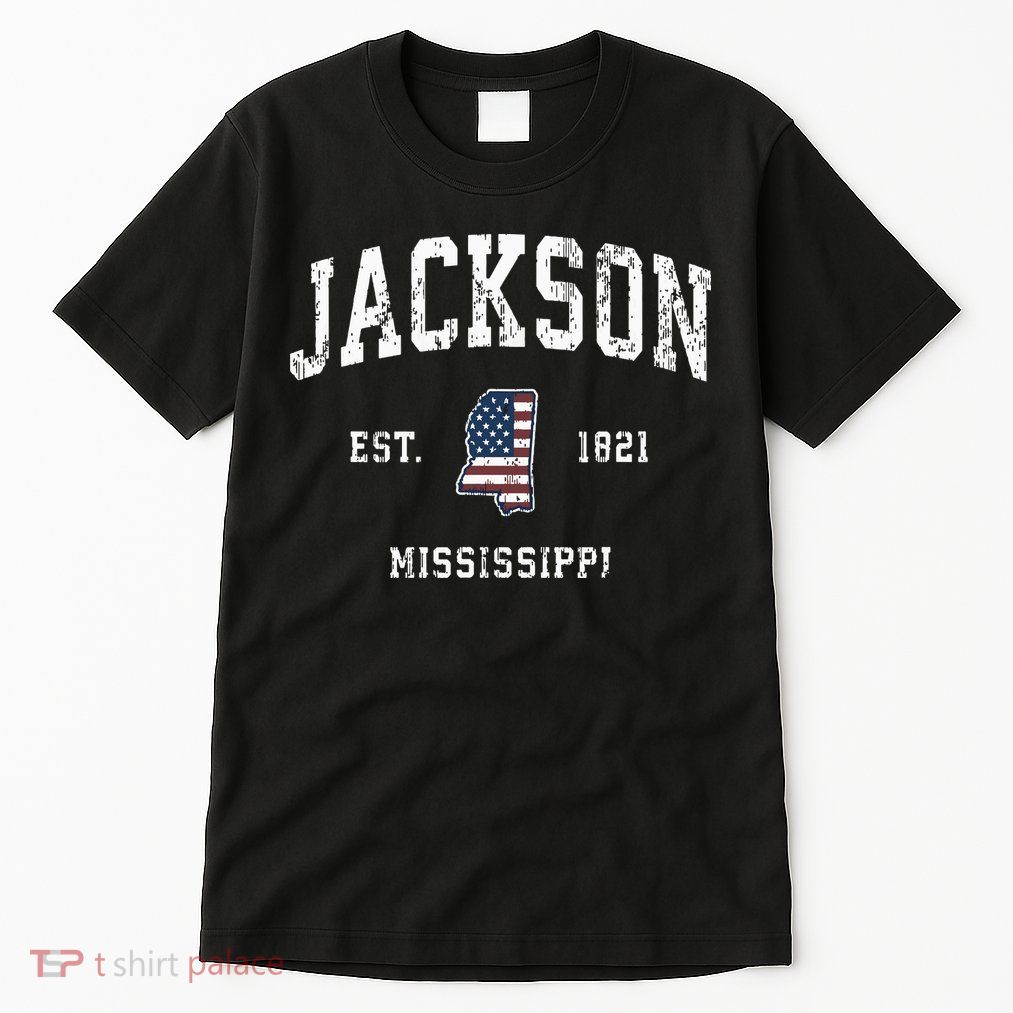 Jackson Mississippi Ms Vintage American Flag Sports Design Tall T-Shirt