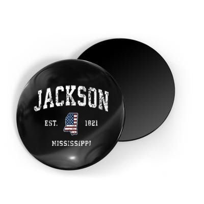 Jackson Mississippi Ms Vintage American Flag Sports Design Magnet