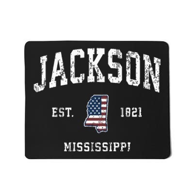 Jackson Mississippi Ms Vintage American Flag Sports Design Mousepad