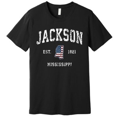 Jackson Mississippi Ms Vintage American Flag Sports Design Premium T-Shirt