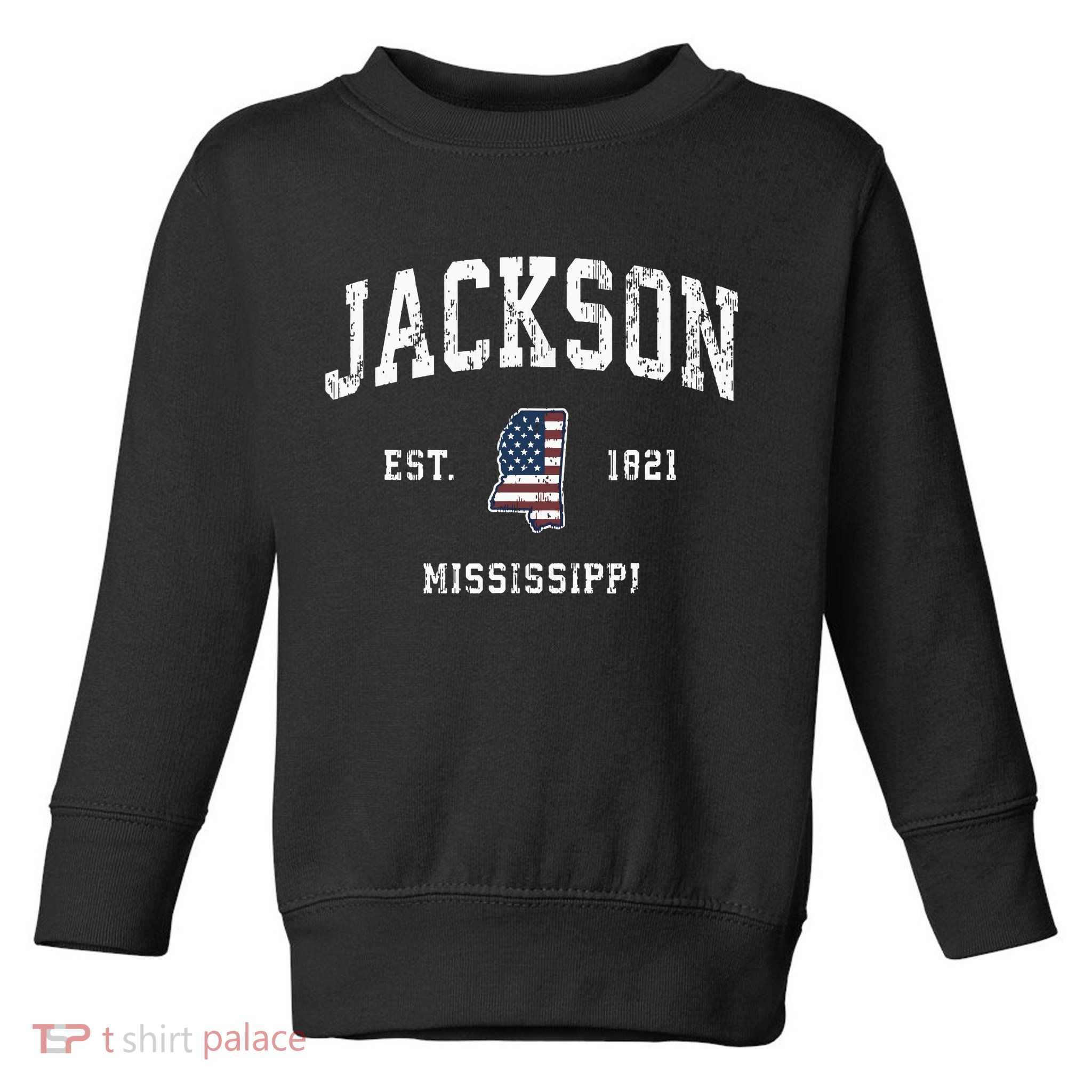Jackson Mississippi Ms Vintage American Flag Sports Design Toddler Sweatshirt