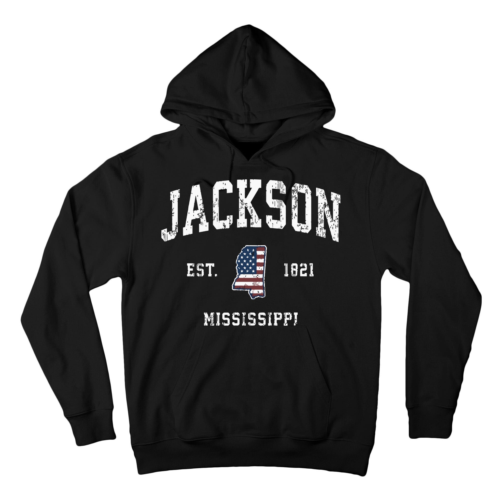 Jackson Mississippi Ms Vintage American Flag Sports Design Tall Hoodie