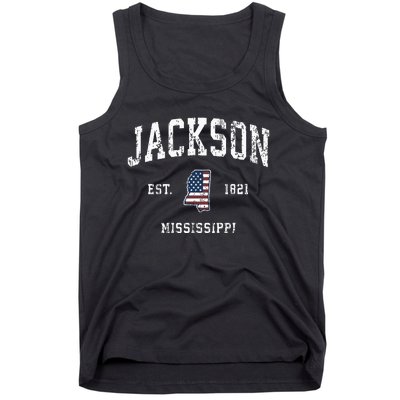 Jackson Mississippi Ms Vintage American Flag Sports Design Tank Top