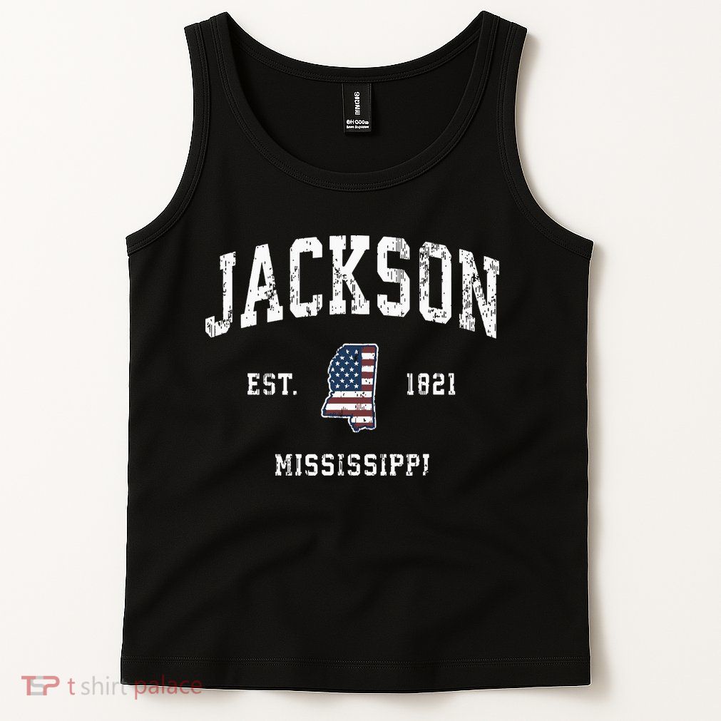 Jackson Mississippi Ms Vintage American Flag Sports Design Tank Top