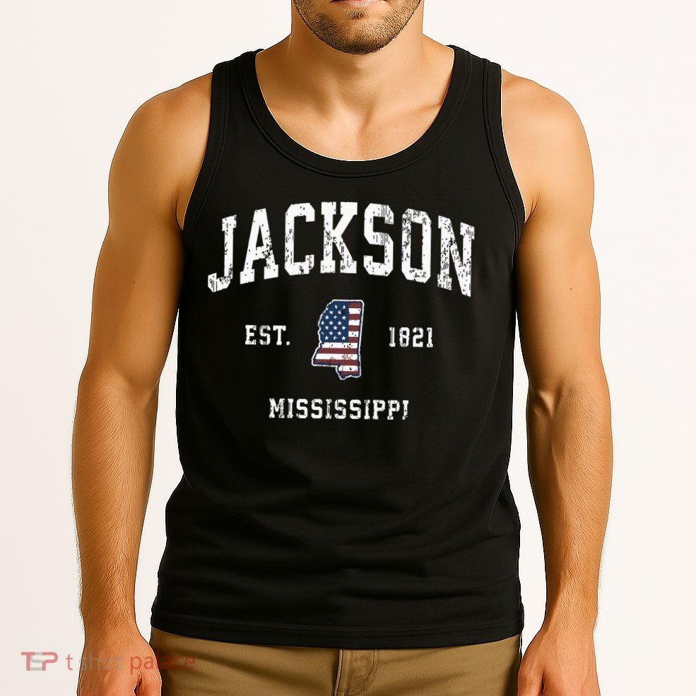 Jackson Mississippi Ms Vintage American Flag Sports Design Tank Top