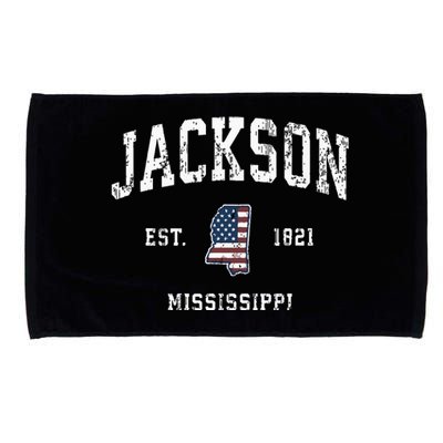 Jackson Mississippi Ms Vintage American Flag Sports Design Microfiber Hand Towel