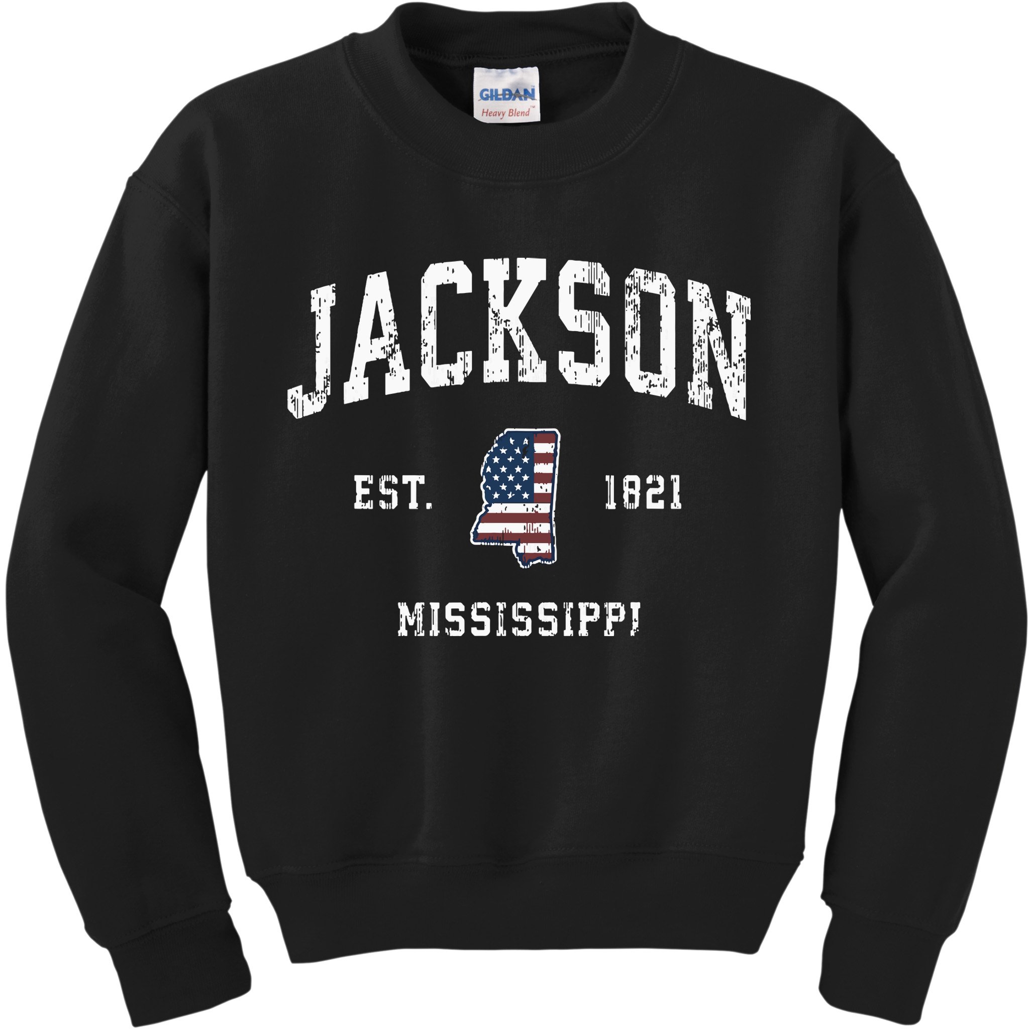 Jackson Mississippi Ms Vintage American Flag Sports Design Kids Sweatshirt