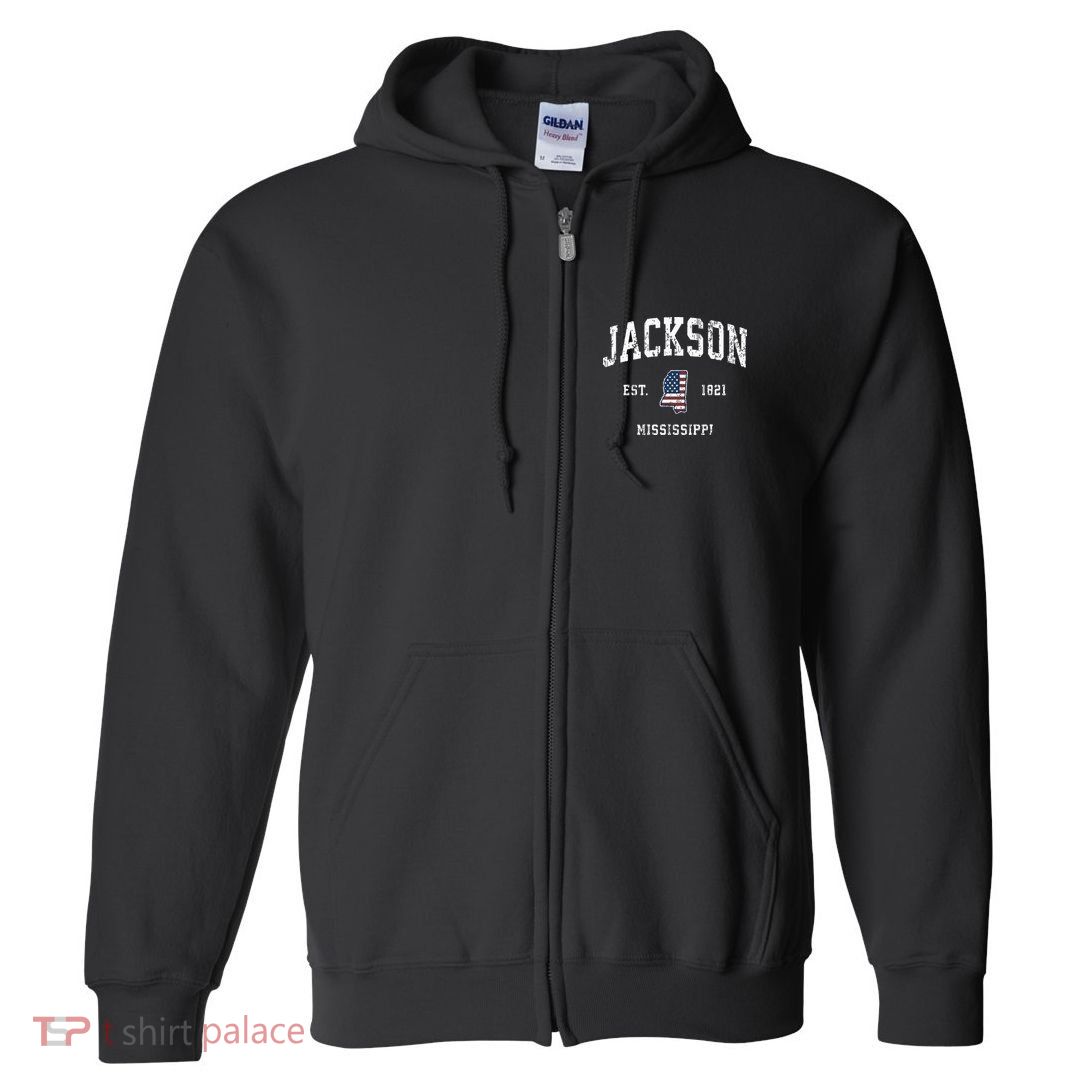 Jackson Mississippi Ms Vintage American Flag Sports Design Full Zip Hoodie