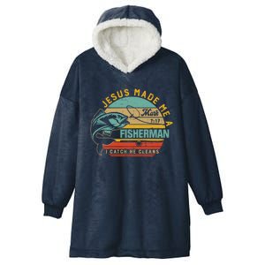 Jesus Made Me A Fisher Of Christian Gift For Fathers Day Gift Hooded Wearable Blanket