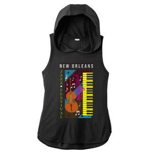 Jazz Music New Orleans Music Festival Musical Souvenir Ladies PosiCharge Tri-Blend Wicking Draft Hoodie Tank