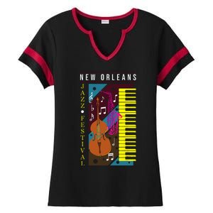 Jazz Music New Orleans Music Festival Musical Souvenir Ladies Halftime Notch Neck Tee