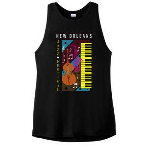 Jazz Music New Orleans Music Festival Musical Souvenir Ladies PosiCharge Tri-Blend Wicking Tank