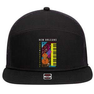 Jazz Music New Orleans Music Festival Musical Souvenir 7 Panel Mesh Trucker Snapback Hat