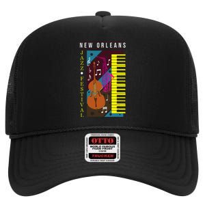 Jazz Music New Orleans Music Festival Musical Souvenir High Crown Mesh Back Trucker Hat