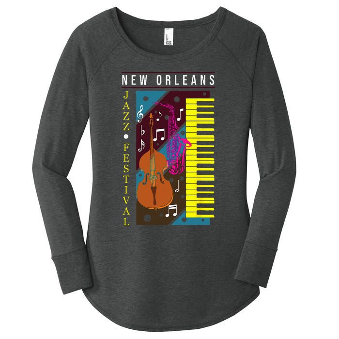 Jazz Music New Orleans Music Festival Musical Souvenir Women's Perfect Tri Tunic Long Sleeve Shirt