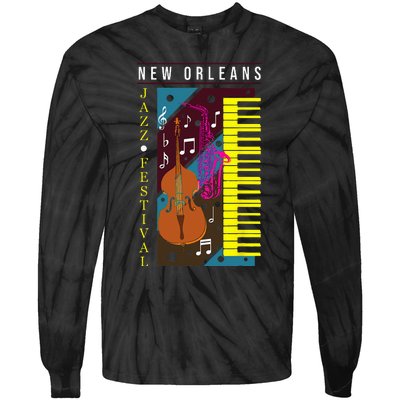 Jazz Music New Orleans Music Festival Musical Souvenir Tie-Dye Long Sleeve Shirt