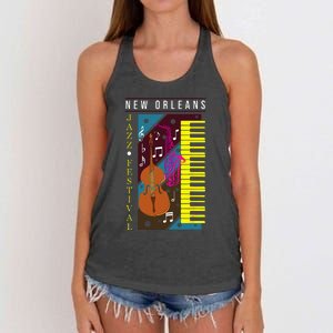 Jazz Music New Orleans Music Festival Musical Souvenir Women's Knotted Racerback Tank