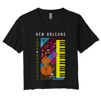 Jazz Music New Orleans Music Festival Musical Souvenir Women's Crop Top Tee