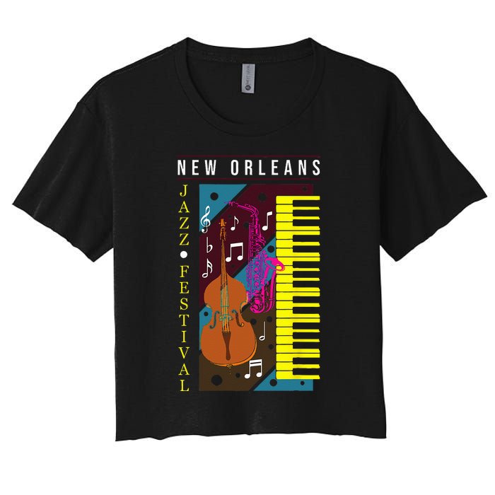 Jazz Music New Orleans Music Festival Musical Souvenir Women's Crop Top Tee