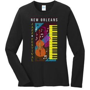 Jazz Music New Orleans Music Festival Musical Souvenir Ladies Long Sleeve Shirt