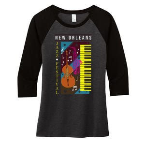 Jazz Music New Orleans Music Festival Musical Souvenir Women's Tri-Blend 3/4-Sleeve Raglan Shirt