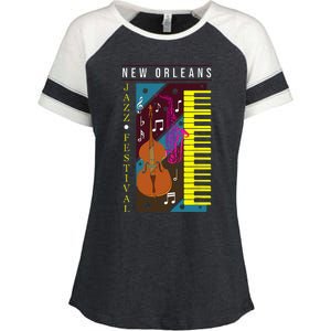 Jazz Music New Orleans Music Festival Musical Souvenir Enza Ladies Jersey Colorblock Tee