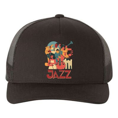 Jazz Musician Orchestra Play On Stage Smooth Jazz Yupoong Adult 5-Panel Trucker Hat