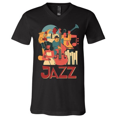 Jazz Musician Orchestra Play On Stage Smooth Jazz V-Neck T-Shirt