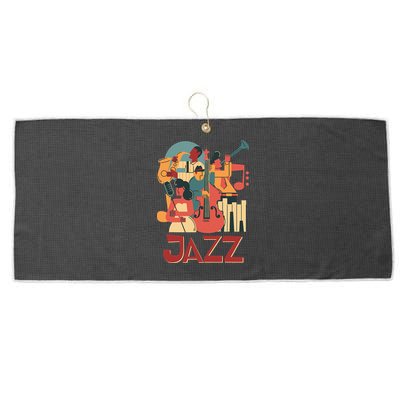 Jazz Musician Orchestra Play On Stage Smooth Jazz Large Microfiber Waffle Golf Towel
